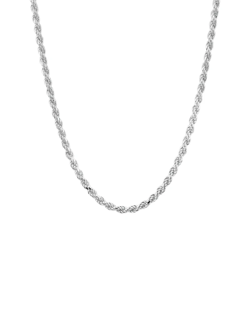 Chaîne cordelette en argent sterling de 50 cm, largeur de 3,5 à 4 mm