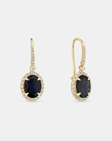 Oval Halo Earrings with Sapphire & 0.39 Carat TW of Diamonds in 14kt Yellow Gold