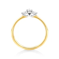 0.15 Carat TW Three Stone Pear Cut Diamond Promise Ring in 10kt Yellow and White Gold