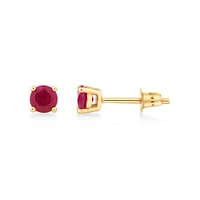 Stud Earrings with Ruby in 10kt Yellow Gold