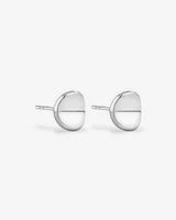 Round Concave Stud Earrings in Sterling Silver