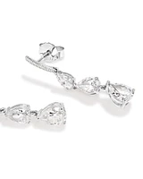 Pear Shape Cubic Zirconia Triple Drop Stud Earrings in Sterling Silver