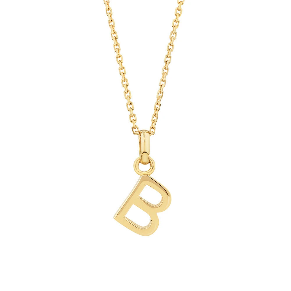 "H" Initial Pendant with Chain in 10kt Yellow Gold