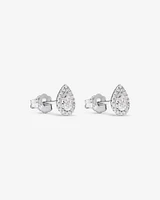 0.45 Carat TW Pear Diamond Halo Stud Earrings in 10kt White Gold