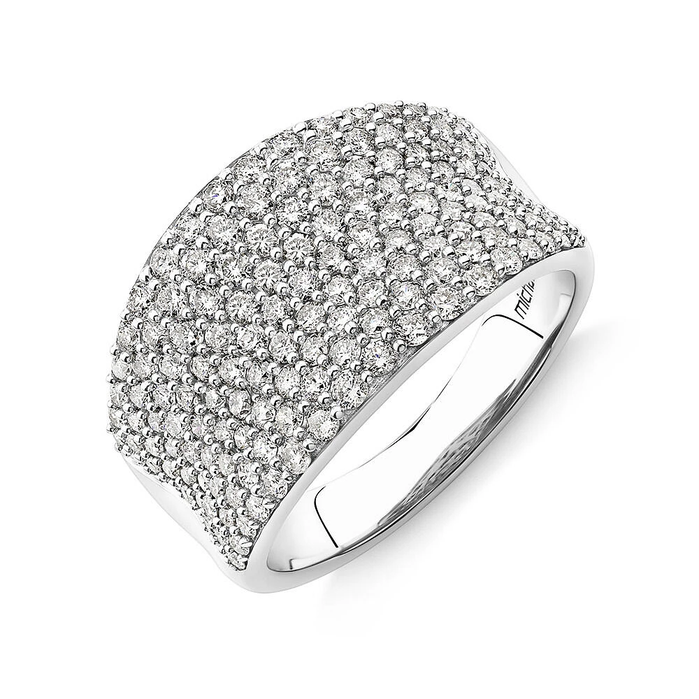 Pave Classic Ring with 1.50 Carat TW Diamond in 14kt White Gold