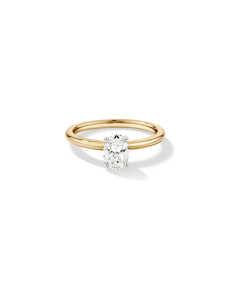 Carat TW Oval Laboratory-Grown Diamond Solitaire Engagement Ring in 14kt White Gold