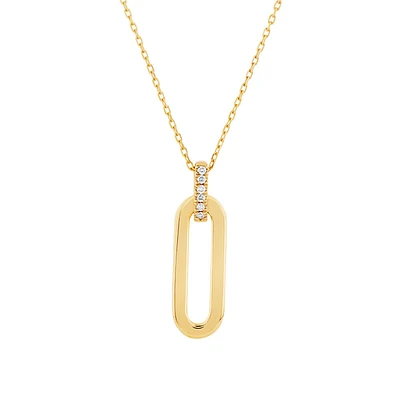 Paperclip Pendant with 0.02 Carat TW of Diamonds in 10kt Yellow Gold