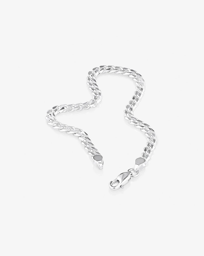 Bracelet à gros maillons gourmette de 19 cm en argent sterling, largeur de 4,3 mm