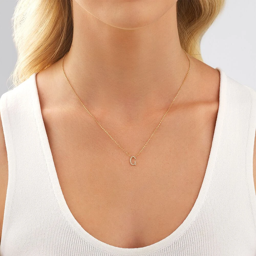 "K" Initial Necklace with 0.10 Carat TW of Diamonds in 10kt Yellow Gold