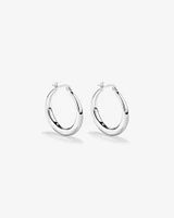 Boucles D'Oreilles Créoles Bombées Graduées En Argent Sterling