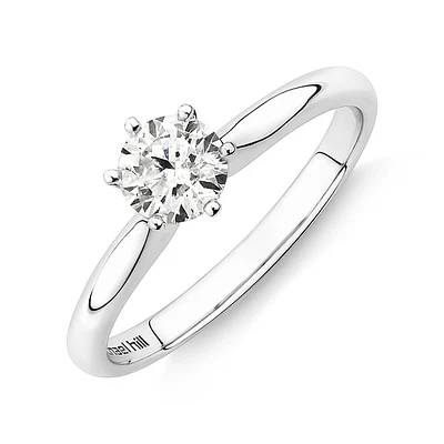 Certified Solitaire Engagement Ring with a 0.50 Carat TW Diamond in 18kt White Gold