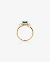 London Blue Topaz Ring with .46 Carat TW Diamonds in 14kt Yellow Gold