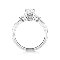 1.10 Carat TW Oval & Pear Cut Three Stone Engagement Ring in 18kt White Gold