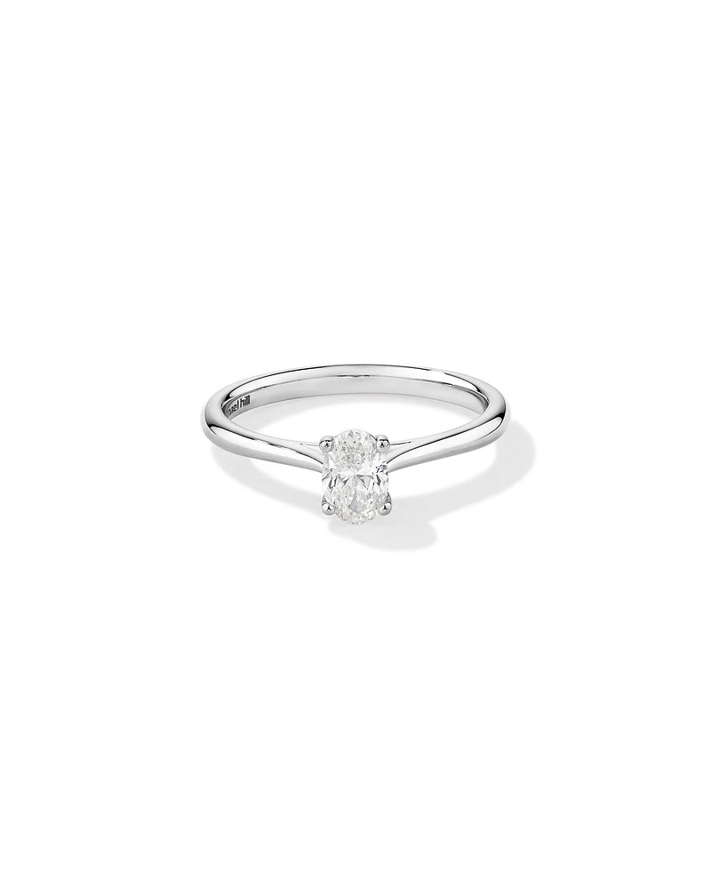 Bague de fiançailles solitaire ovale de 0,50 carat TW en or blanc 14 carats