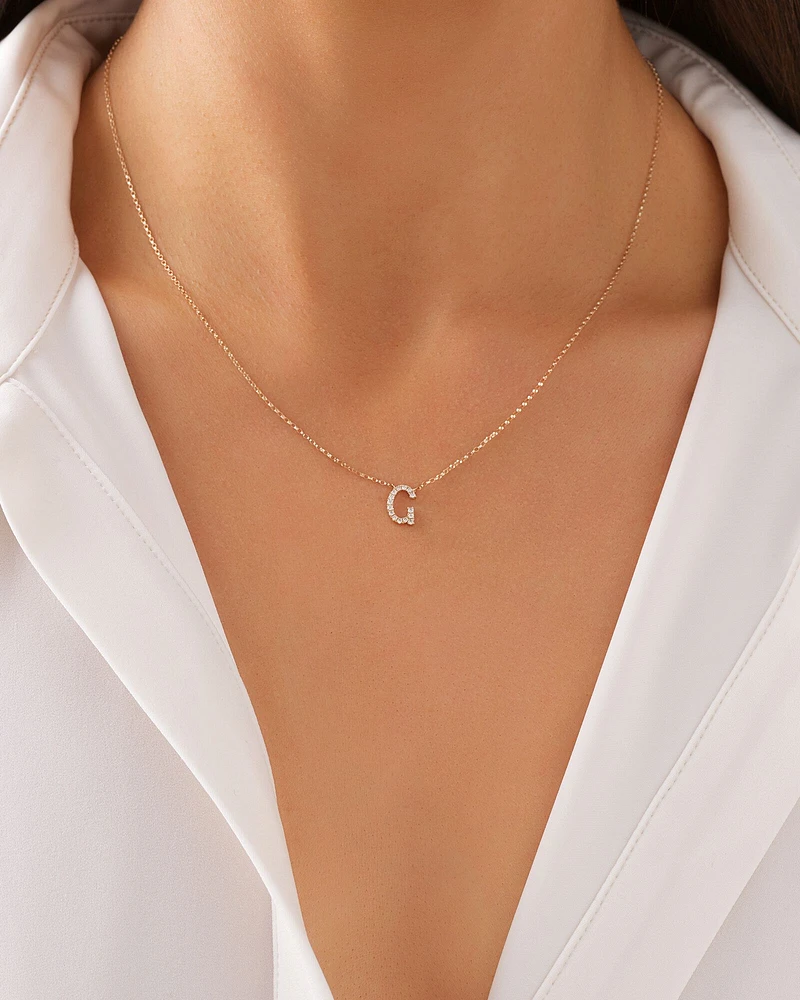 "K" Initial Necklace with 0.10 Carat TW of Diamonds in 10kt Yellow Gold