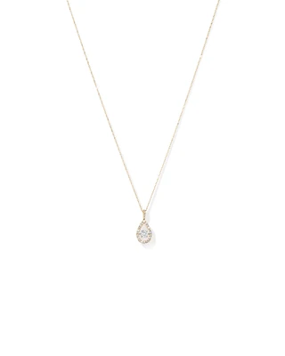 1.00 Carat TW Diamond Halo Everlight Pear Pendant in 10kt Yellow Gold