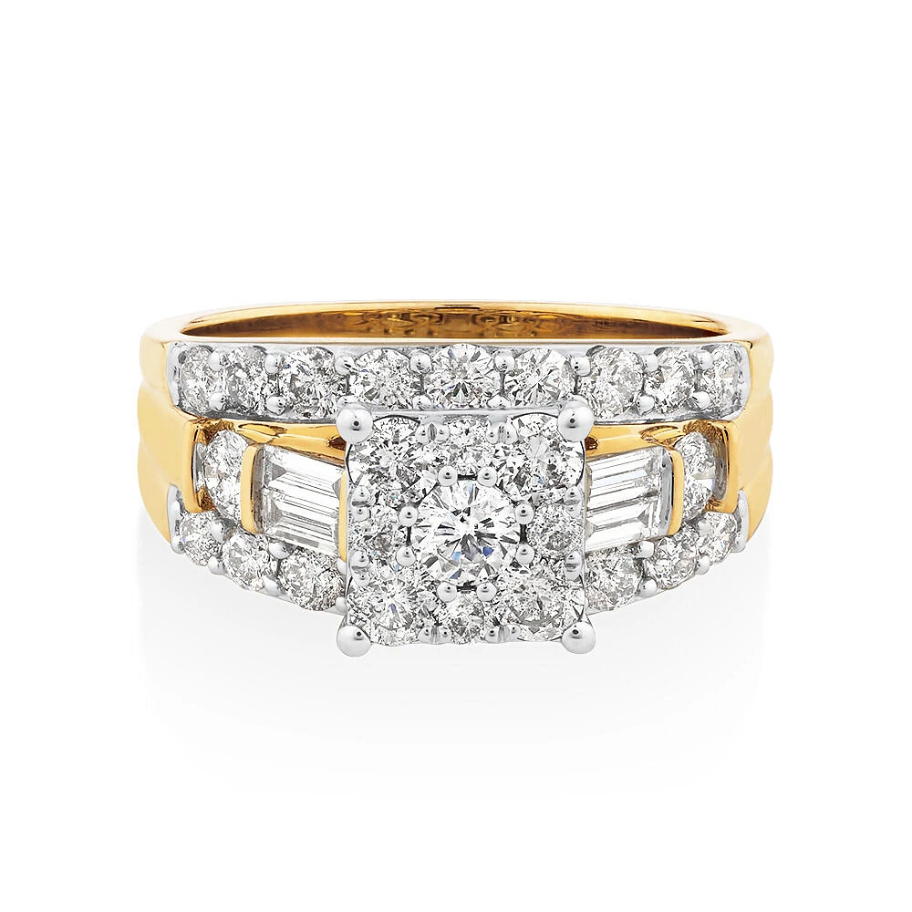 Engagement Ring with 1.75 Carat TW of Diamonds in 14kt White and Yellow Gold