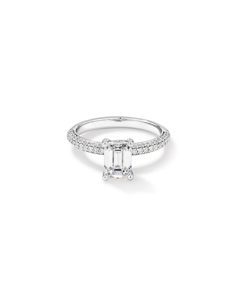 1.94 Carat TW Emerald Cut Laboratory-Grown Diamond Engagement Ring in 14kt White Gold