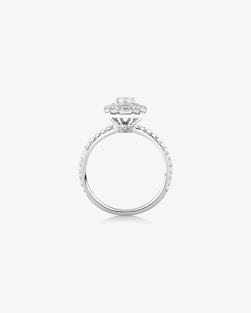 Sir Michael Hill Designer Halo Engagement Ring with 0.79 Carat TW Diamonds in 18kt White Gold