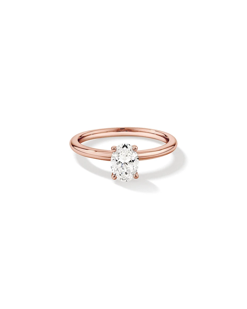 Carat TW Oval Laboratory-Grown Diamond Solitaire Engagement Ring in 14kt White Gold