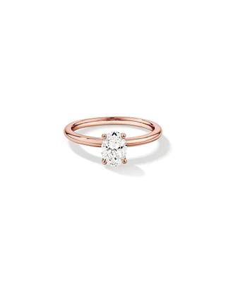 Carat TW Oval Laboratory-Grown Diamond Solitaire Engagement Ring in 14kt White Gold