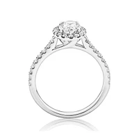 Oval Halo Ring with 1.38 Carat TW of Diamonds in 14kt White Gold