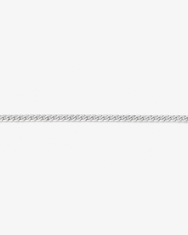 3mm Wide Flat Curb Chain Bracelet in 10kt White Gold