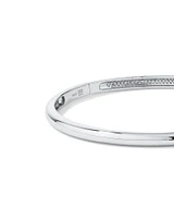 Pave Cubic Zirconia Hinge Bangle in Sterling Silver