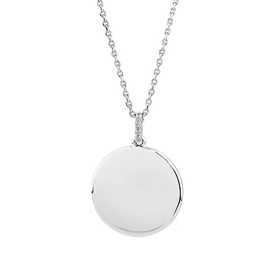 Pendentif cercle en argent sterling avec accent de diamant sur chaîne câble