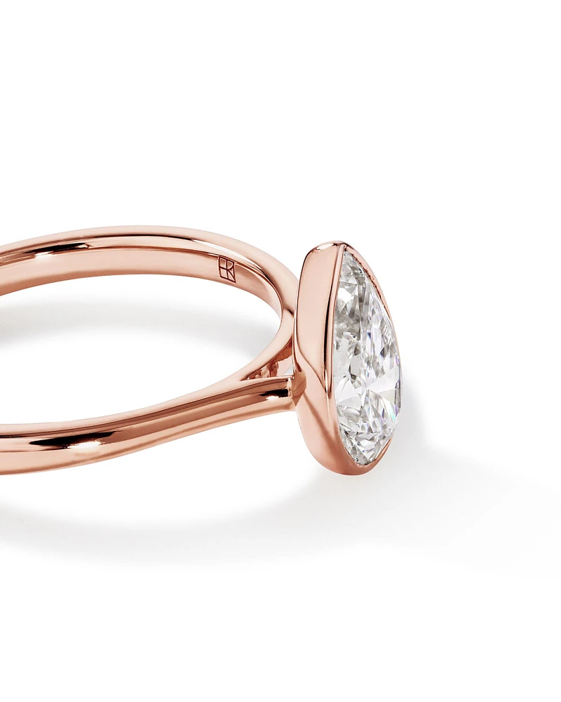 1.25 Carat TW Pear Cut Laboratory-Grown Diamond Solitaire Bezel Set Engagement Ring in 14kt Yellow Gold