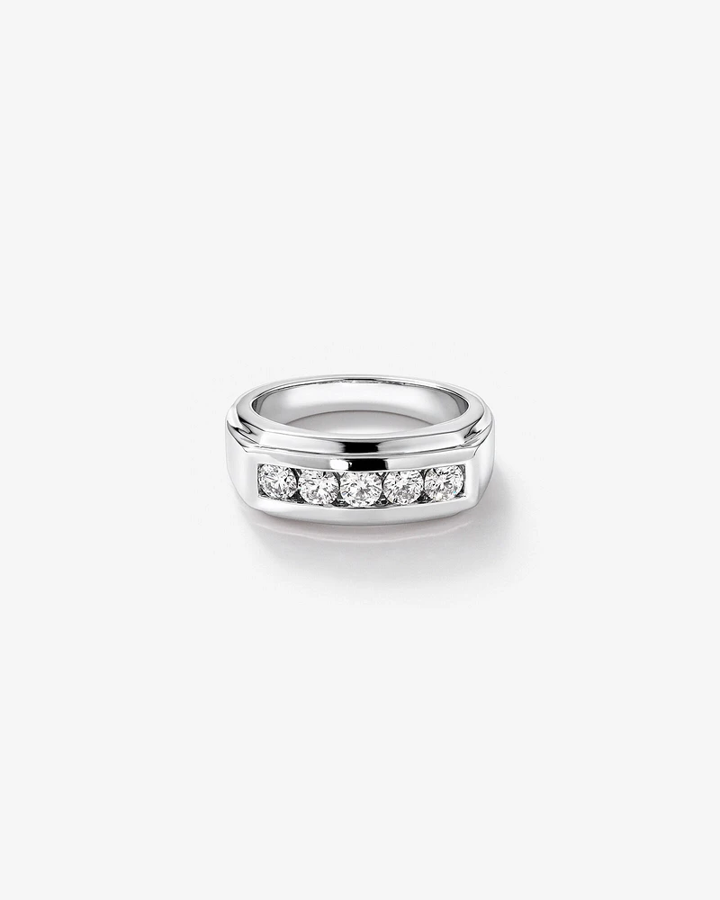 Wedding Band with .90TW of Laboratory-Created Diamonds in 14kt White Gold