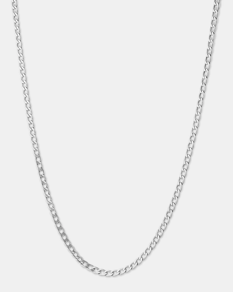 3.2mm Wide Hollow Curb Chain i 10kt White Gold