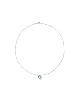 Halo Necklace with Aquamarine & 0.19 Carat TW of Diamonds in 10kt White Gold