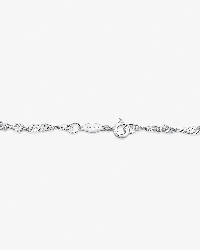 19cm (7.5") 1mm-1.5mm Width Singapore Bracelet in 10kt White Gold