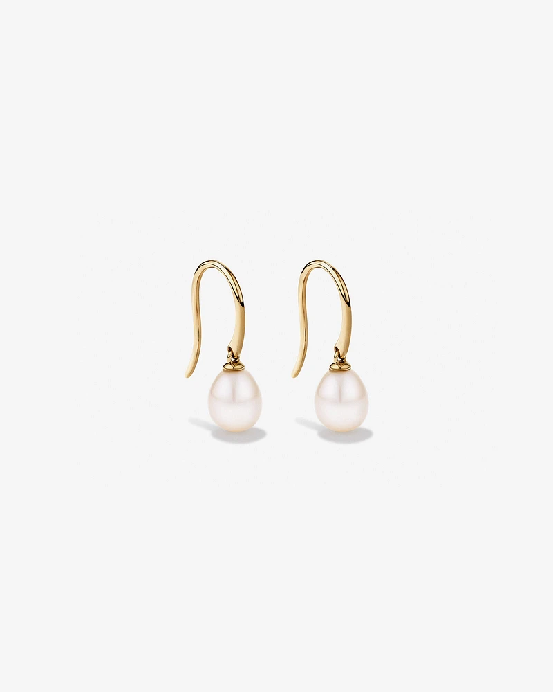 Drop Earrings with Cultured Freshwater Pearl in 10kt Yellow Gold