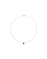 Oval Cut Blue Created Sapphire and Lab-Grown Diamond Halo Stud Earrings and Pendant Necklace Set in 10kt Yellow Gold and Rhodium