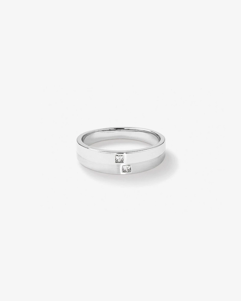 Bague en or blanc 10 K avec diamants pour homme