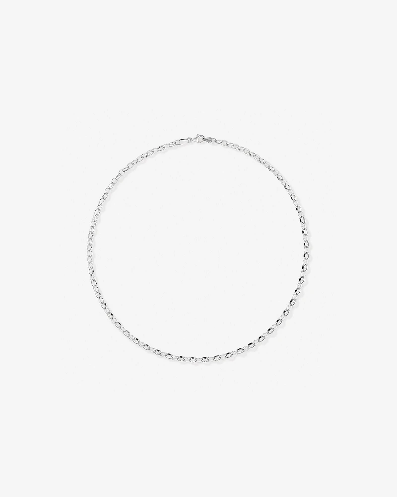 50cm (20") 4.6mm Width Oval Belcher Chain Necklace in Sterling Silver