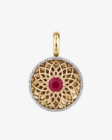 Round Enhancer Pendant with Ruby & 0.20 Carat TW of Diamonds in 10kt Yellow Gold