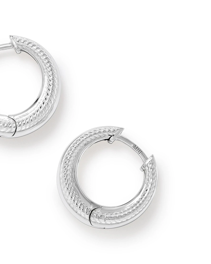 Textured Tapered Dome Huggie Earrings in Sterling Silver