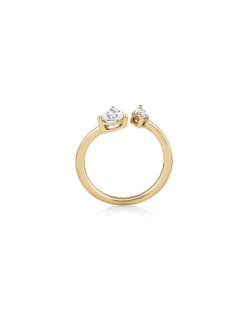 0.90 Carat TW Two Stone Pear and Marquise Shaped Laboratory-Grown Diamond Engagement Ring in 14kt Yellow Gold