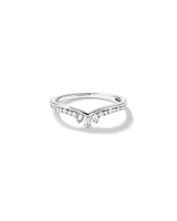 Chevron Wedding Band with .25TW of Diamonds in 14k White Gold