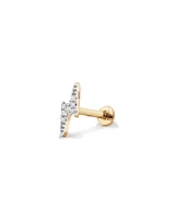 Diamond Lightning Bolt Flat Back Helix Stud Earring in 10kt Yellow Gold