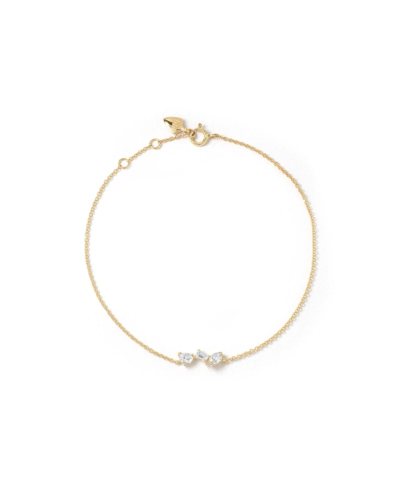 0,30 Carat TW Bracelet en Diamant de Laboratoire à Taille Émeraude, Marquise et Poire en Or Jaune 10 carats