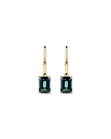 Emerald Cut London Blue Topaz Gemstone Drop Earrings in 10kt Yellow Gold