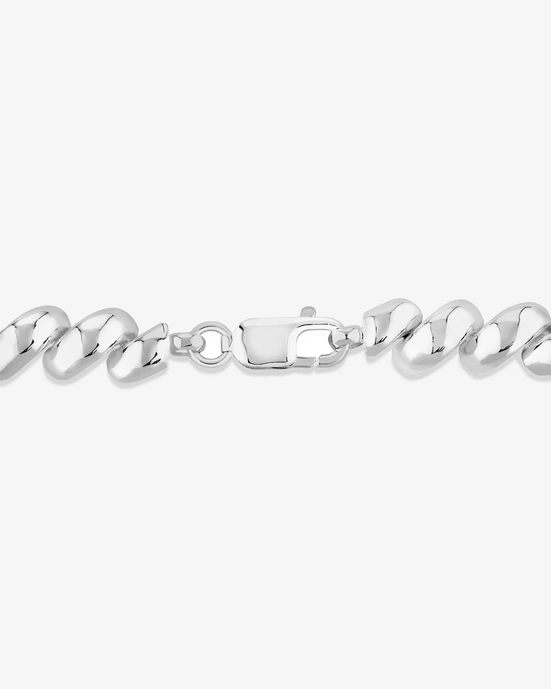 9.5mm Wide Hollow San Marco Chain Bracelet in Sterling Silver