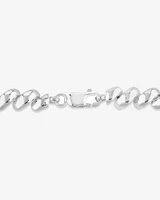 9.5mm Wide Hollow San Marco Chain Bracelet in Sterling Silver