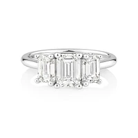 Three Stone Engagement Ring with Carat TW of Laboratory-Grown Diamonds in 14kt White Gold