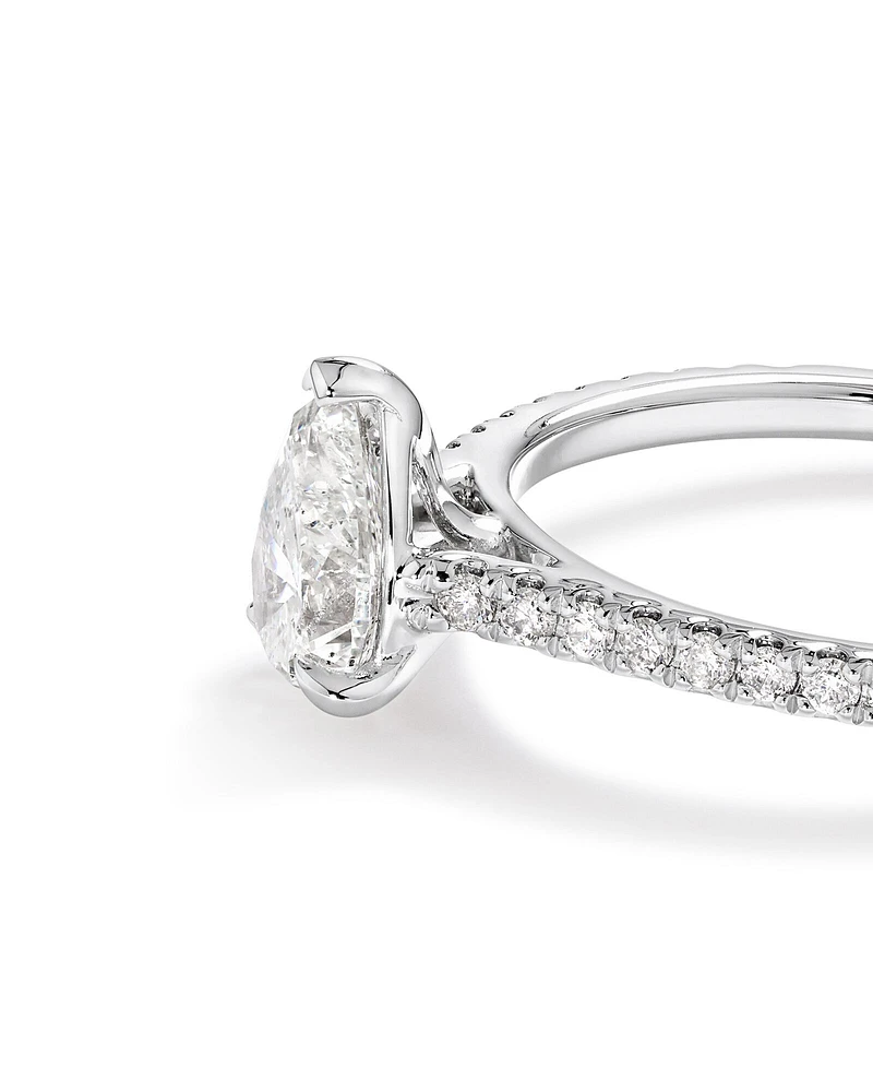 Pear Solitaire Engagement Ring with 1.12ct TW of Diamonds in 14kt White Gold