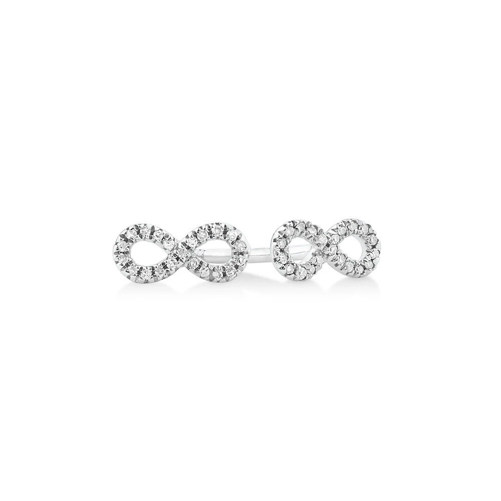 Mini Infinity Earrings with Diamonds in Sterling Silver